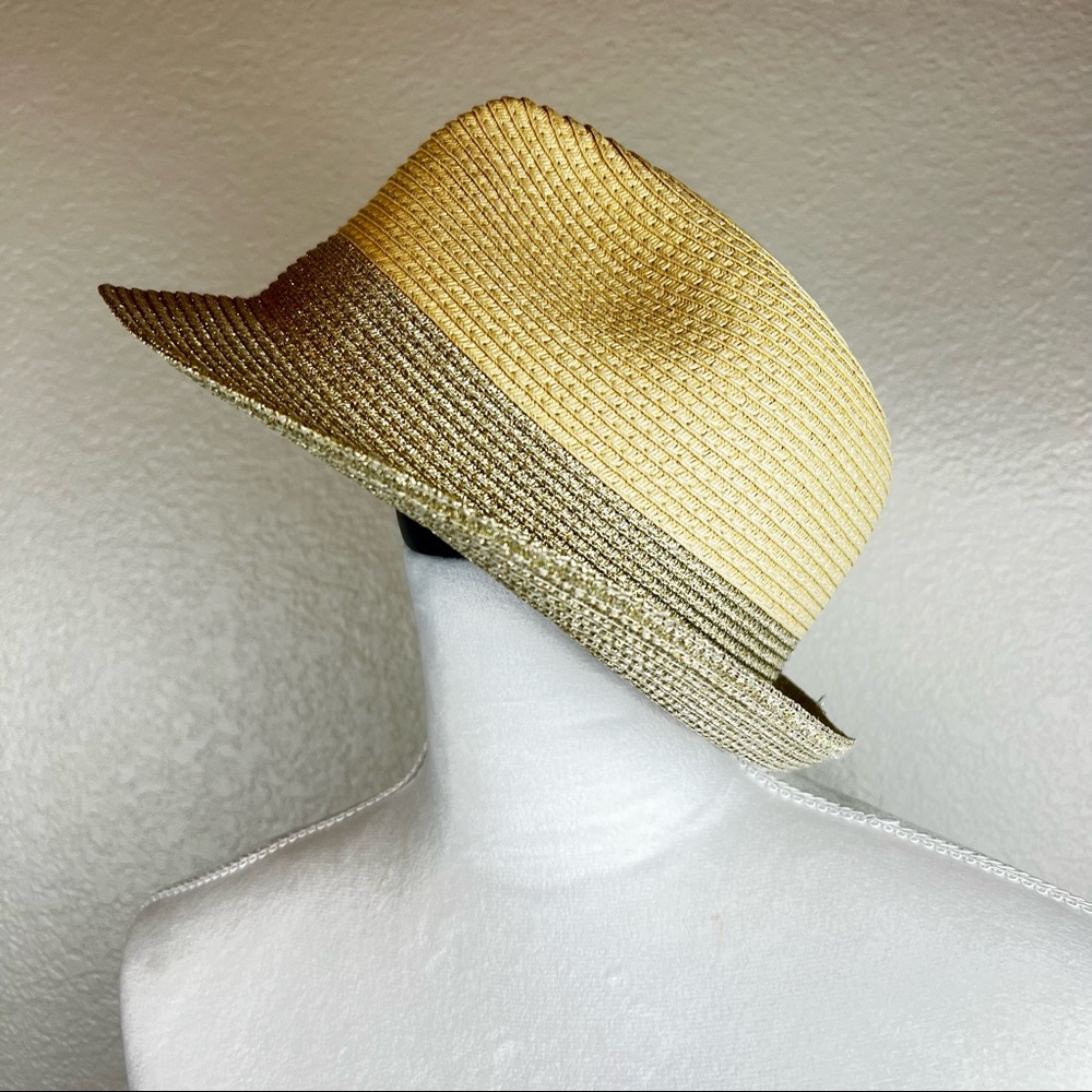 Merona Panama WHW16180 Fedora Womens Ladies Sun Hat Tan Gold Bow One Size 2014
